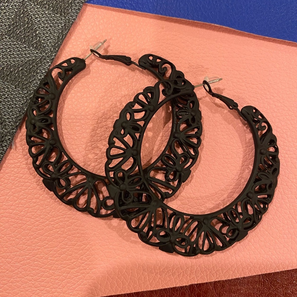 Elegant Black Hoop Earrings